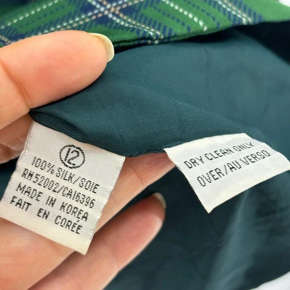 Dana Buchman Green Plaid Blazer Jacket Women Size 12 Silk Blend Academia Preppy - Picture 11 of 11